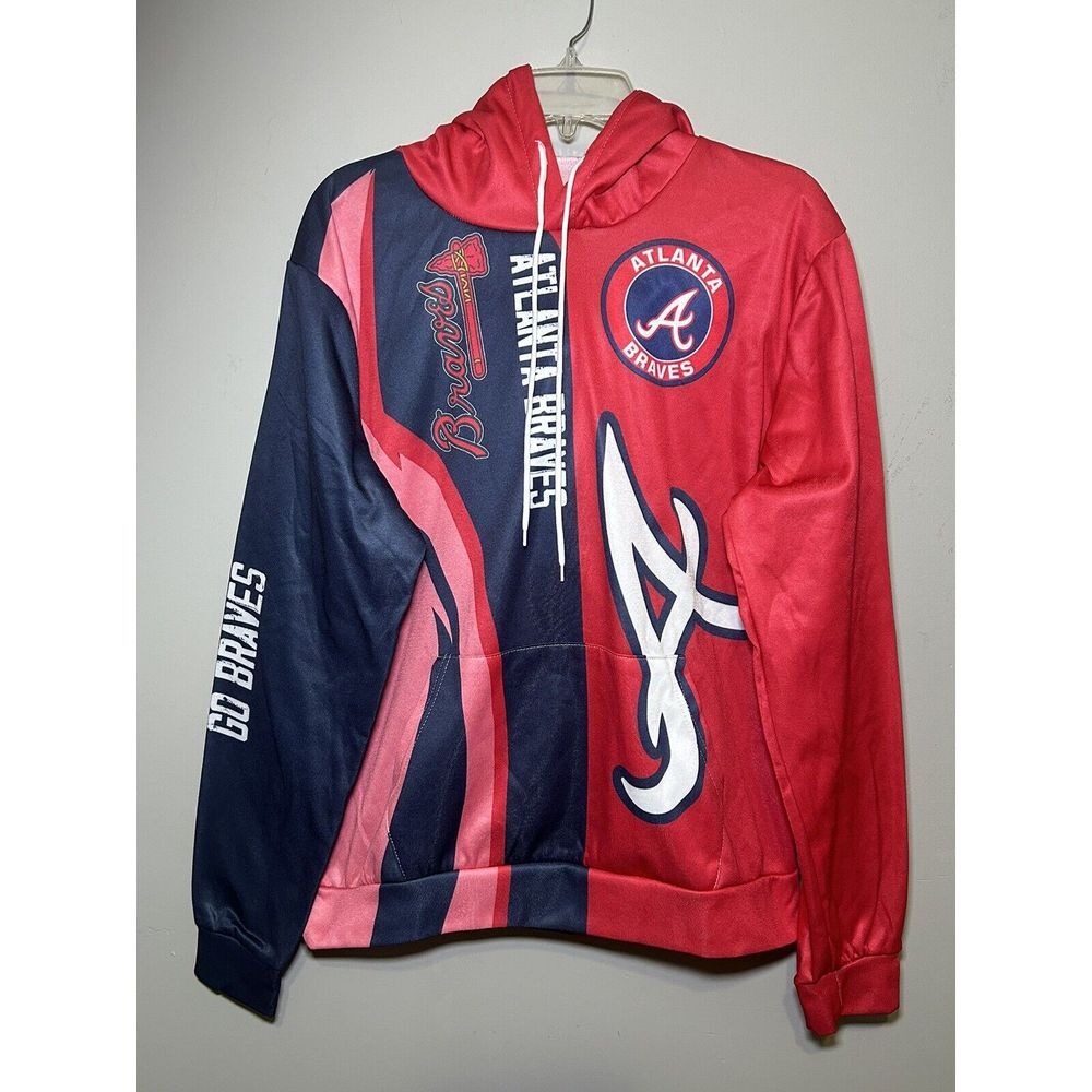 Atlanta Braves Double Sided Graphic Team Hoodie Size Large‎ MLB